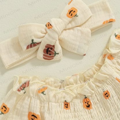 Baby Pumpkin Smocked Tulle Skirted Bodysuit with Headband - image 9