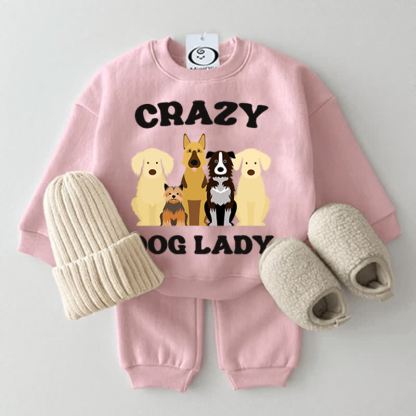 CRAZY DOG LADY Baby Pink Sweatshirt 2-piece Set - Pink - 2-3T - image 1