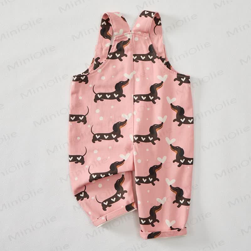 Baby Toddler Dachshund Heart Print Overalls - image 2