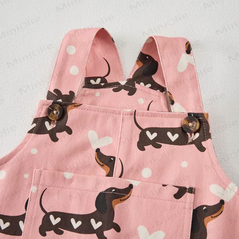 Baby Toddler Dachshund Heart Print Overalls - image 3