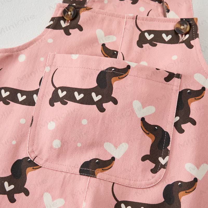 Baby Toddler Dachshund Heart Print Overalls - image 5