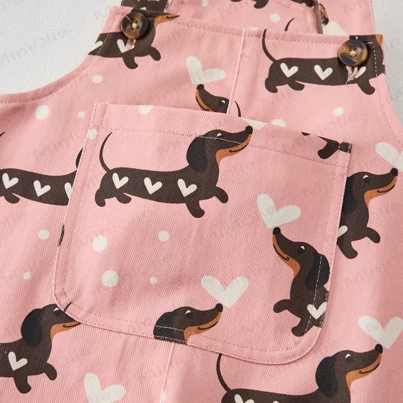 Baby Toddler Dachshund Heart Print Overalls - image 5