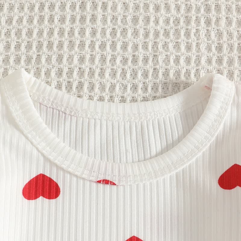 Baby Girl Heart Print Top and Skirt Set with Headband - image 6
