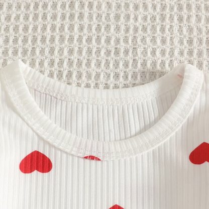 Baby Girl Heart Print Top and Skirt Set with Headband - image 6