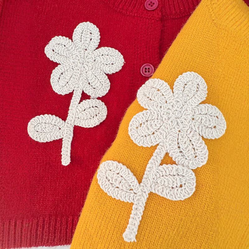 Baby Toddler Floral Lace Collar Knit Cardigan 3-piece Set - image 4
