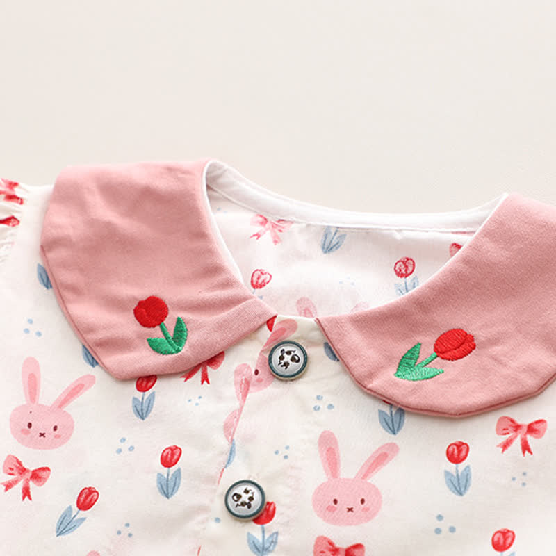 Baby Toddler Girl Bunny Print Peter Pan Top and Pants 2-piece Set - image 4