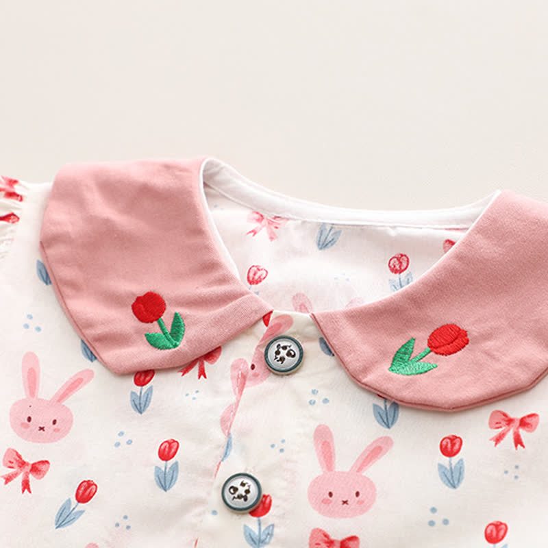 Baby Toddler Girl Bunny Print Peter Pan Top and Pants 2-piece Set - image 4