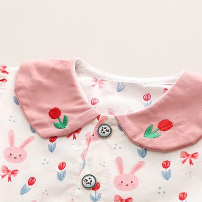 Baby Toddler Girl Bunny Print Peter Pan Top and Pants 2-piece Set - image 4