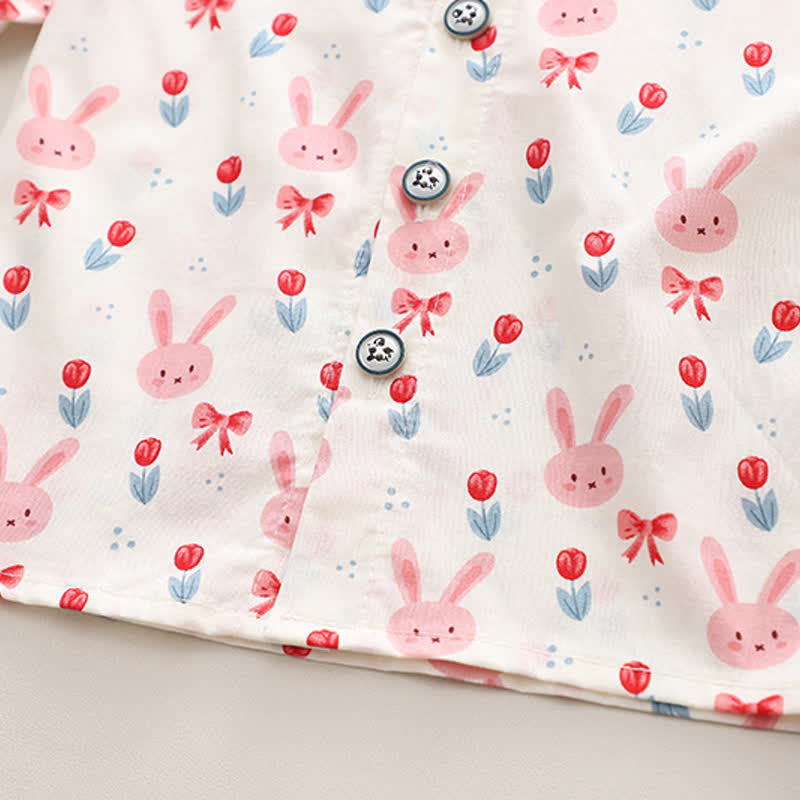 Baby Toddler Girl Bunny Print Peter Pan Top and Pants 2-piece Set - image 8