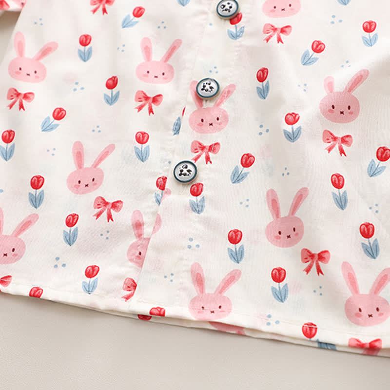 Baby Toddler Girl Bunny Print Peter Pan Top and Pants 2-piece Set - image 8
