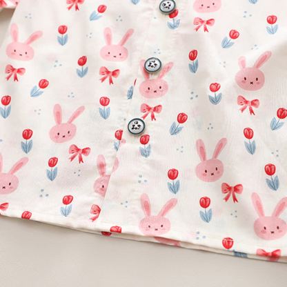 Baby Toddler Girl Bunny Print Peter Pan Top and Pants 2-piece Set - image 8