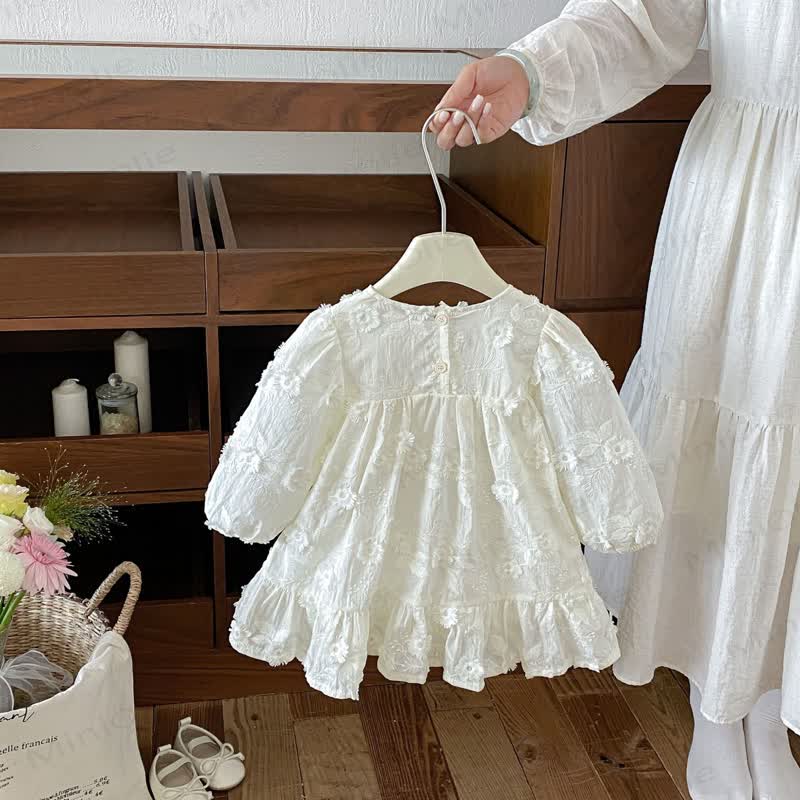 Baby Girl Flower Ruffle Dress - Beige - 6-7T - image 1