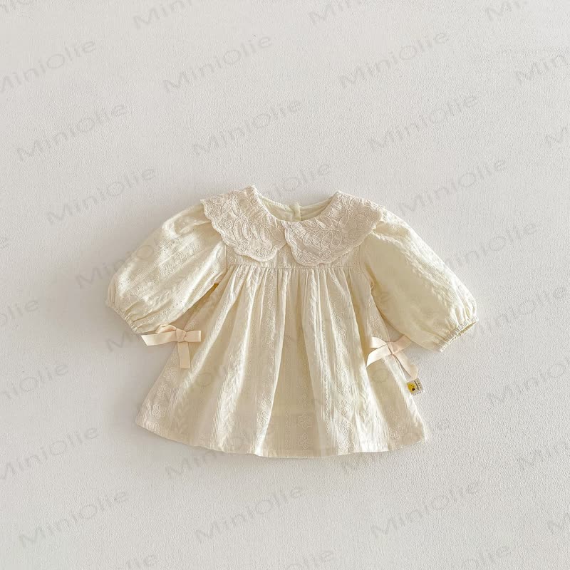 Baby Girl Embroidered Floral Peter Pan Collar Long Sleeve Dress - image 5