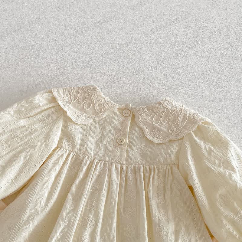 Baby Girl Embroidered Floral Peter Pan Collar Long Sleeve Dress - image 6