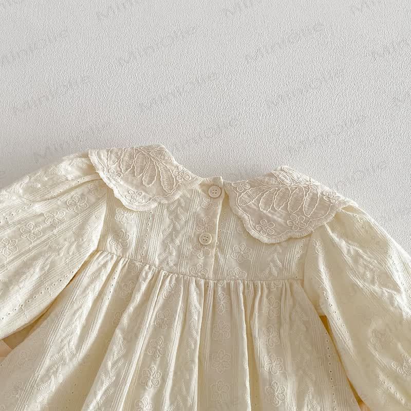 Baby Girl Embroidered Floral Peter Pan Collar Long Sleeve Dress - image 6