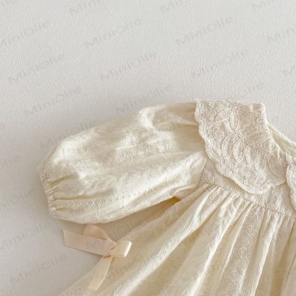 Baby Girl Embroidered Floral Peter Pan Collar Long Sleeve Dress - image 7