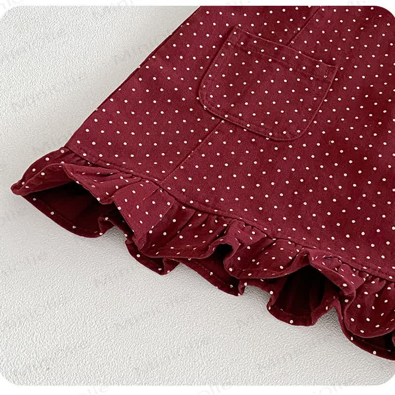 Baby Burgundy Polka Dot Pinafore Dress With Blouse - image 5
