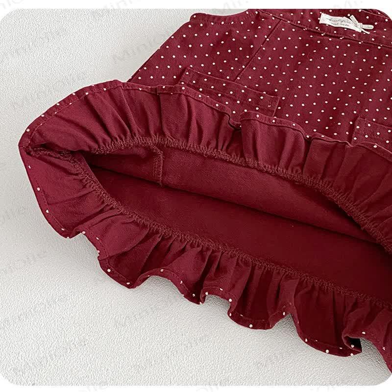 Baby Burgundy Polka Dot Pinafore Dress With Blouse - image 6