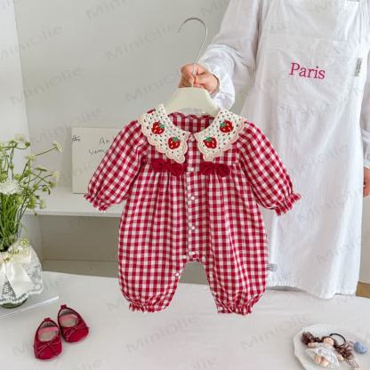 Baby Vintage Red Gingham Romper - image 3