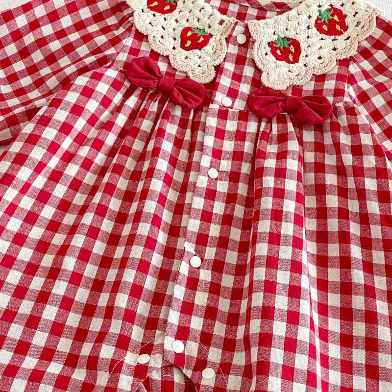 Baby Vintage Red Gingham Romper - image 6