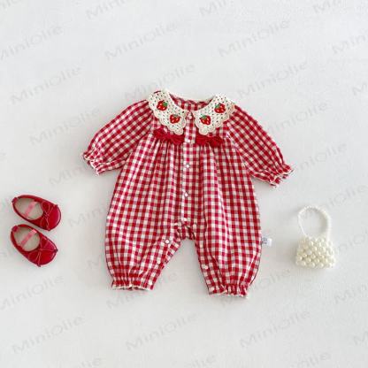 Baby Vintage Red Gingham Romper - Red - 18-24M - image 1
