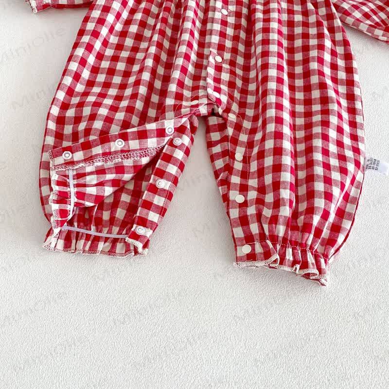 Baby Vintage Red Gingham Romper - image 10