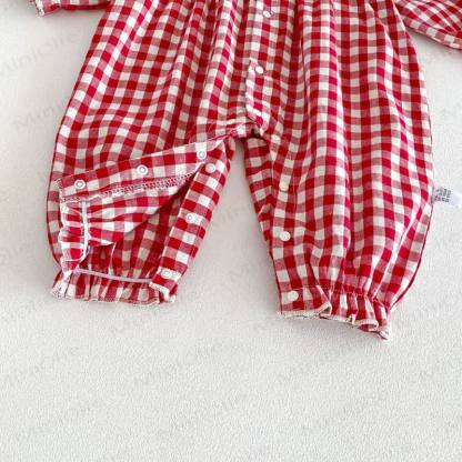 Baby Vintage Red Gingham Romper - image 10