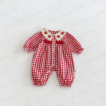 Baby Vintage Red Gingham Romper - image 2