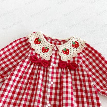 Baby Vintage Red Gingham Romper - image 4