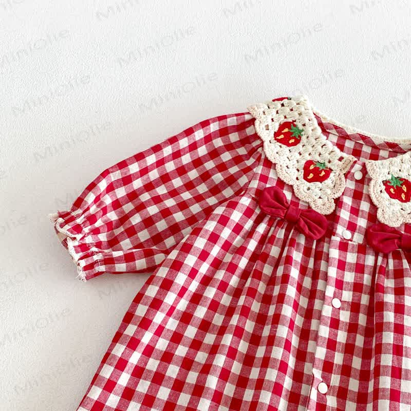 Baby Vintage Red Gingham Romper - image 7