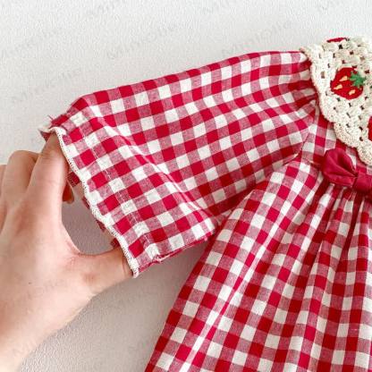 Baby Vintage Red Gingham Romper - image 8