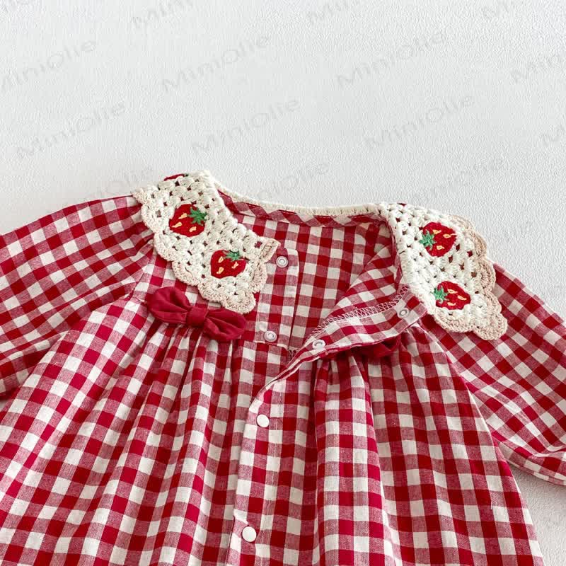 Baby Vintage Red Gingham Romper - image 5
