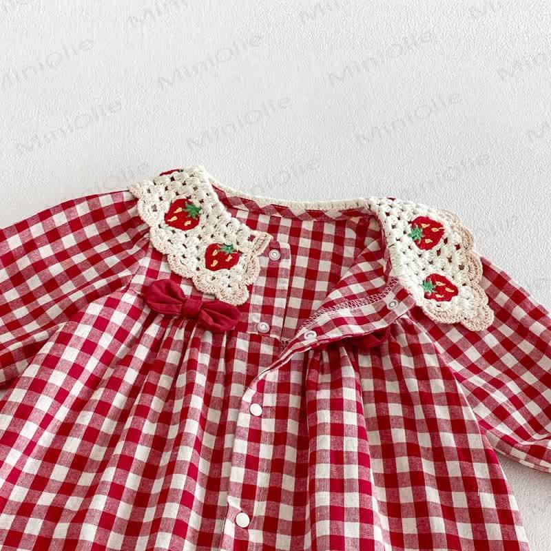 Baby Vintage Red Gingham Romper - image 5