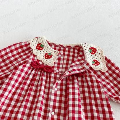 Baby Vintage Red Gingham Romper - image 5