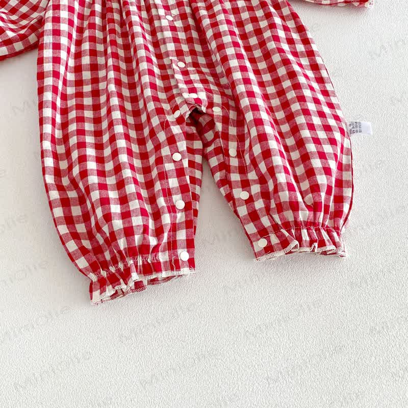 Baby Vintage Red Gingham Romper - image 9