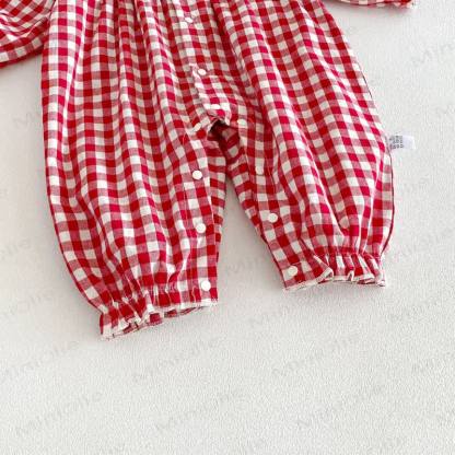 Baby Vintage Red Gingham Romper - image 9