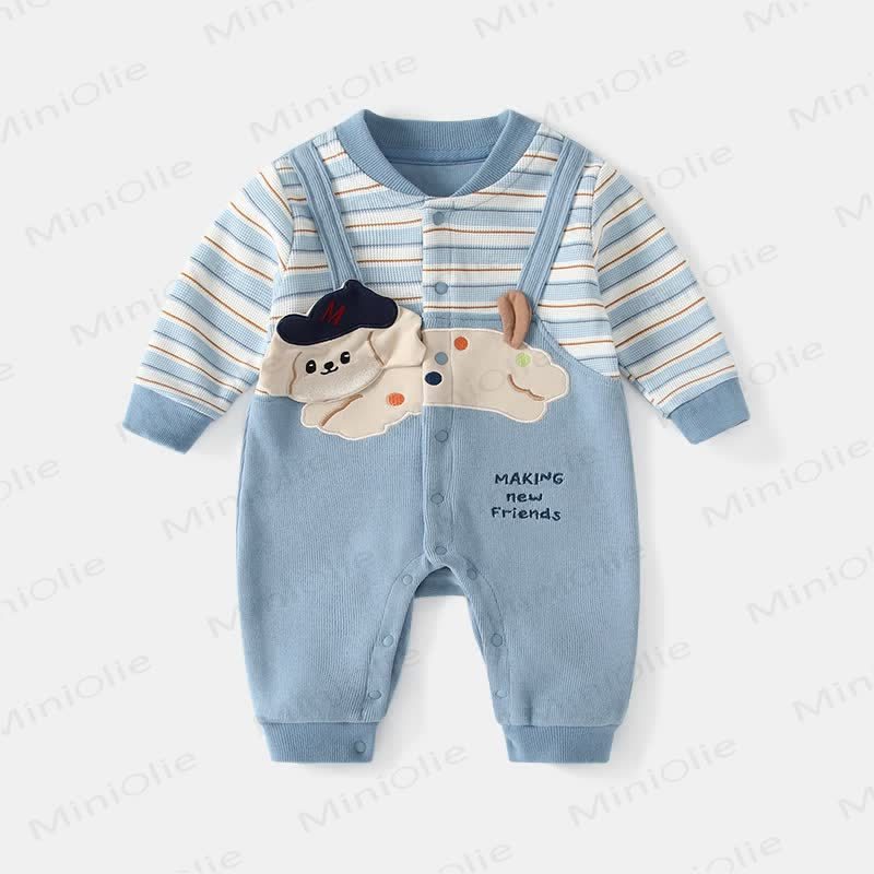 MAKING NEW FRIENDS Baby Puppy Applique Romper - Blue - 18-24M - image 1