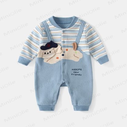 MAKING NEW FRIENDS Baby Puppy Applique Romper - Blue - 18-24M - image 1