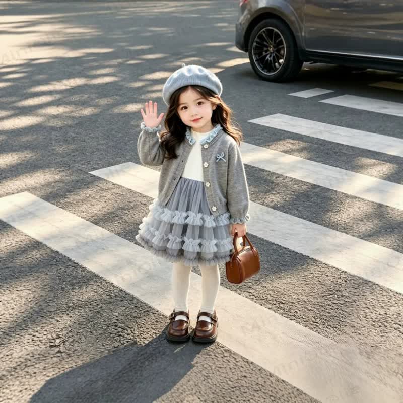 Baby Toddler Ruffle Cardigan Tulle Dress Set - image 5