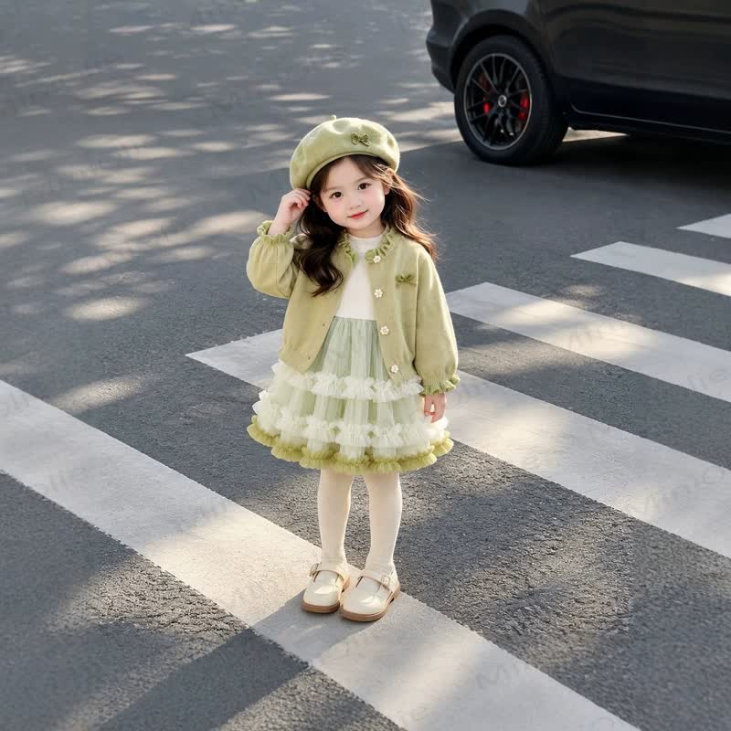 Baby Toddler Ruffle Cardigan Tulle Dress Set - image 3