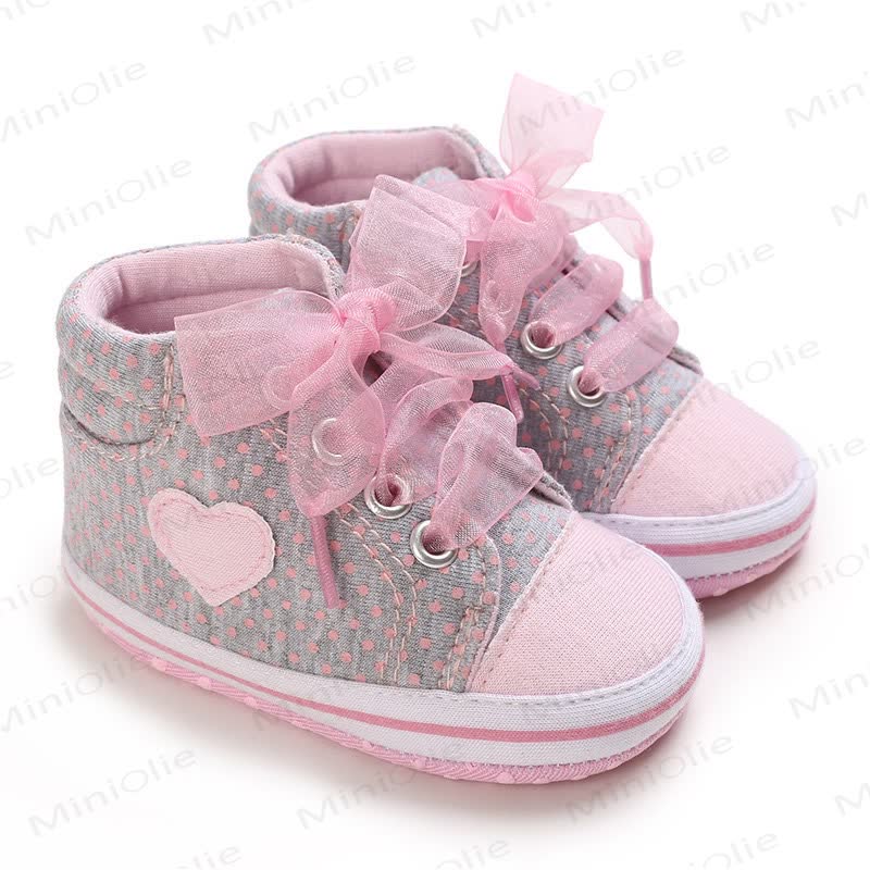 Baby Heart Dot First Walker Shoes - Pink - 12-18M - image 1