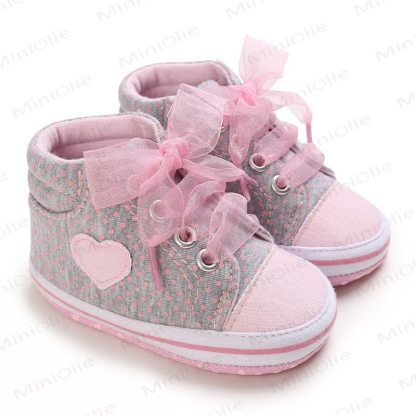 Baby Heart Dot First Walker Shoes - Pink - 12-18M - image 1