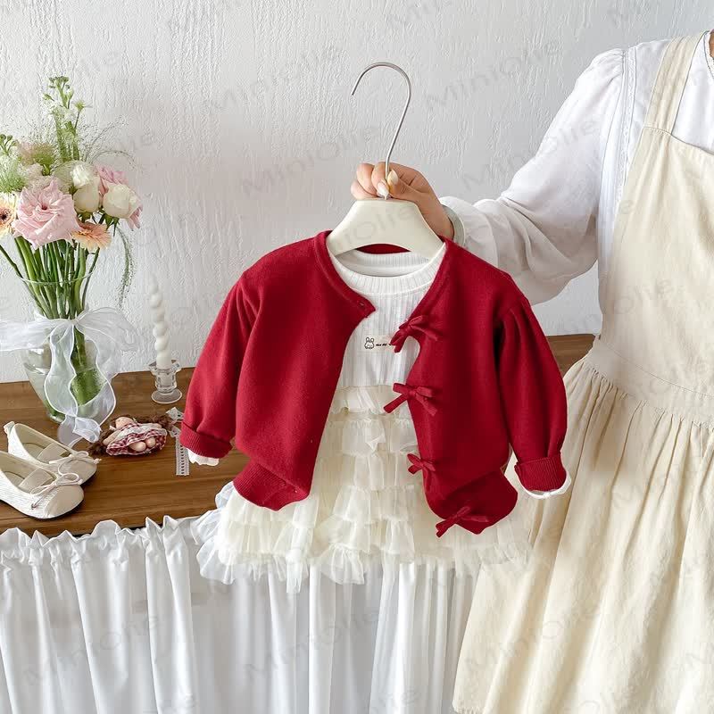 Baby Girl Bow Cardigan and Tiered Tulle Dress - image 4