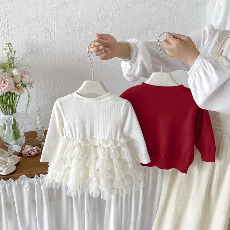 Baby Girl Bow Cardigan and Tiered Tulle Dress - image 2