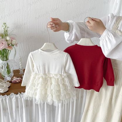 Baby Girl Bow Cardigan and Tiered Tulle Dress - image 2