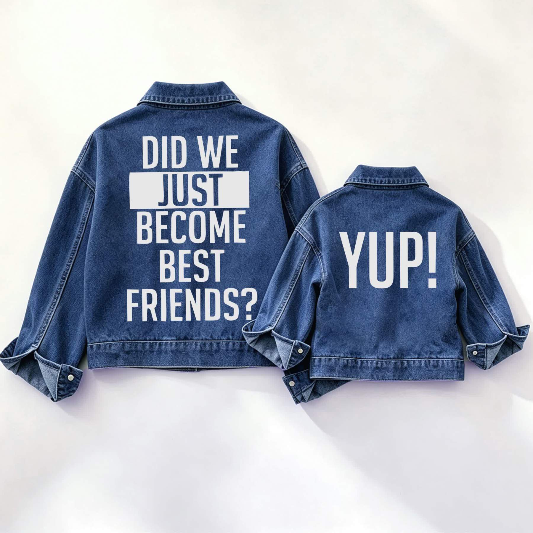 DID WE JUST BECOME BEST FRIENDS?/YUP! Family Denim Jacket - Blue - XXL - image 1