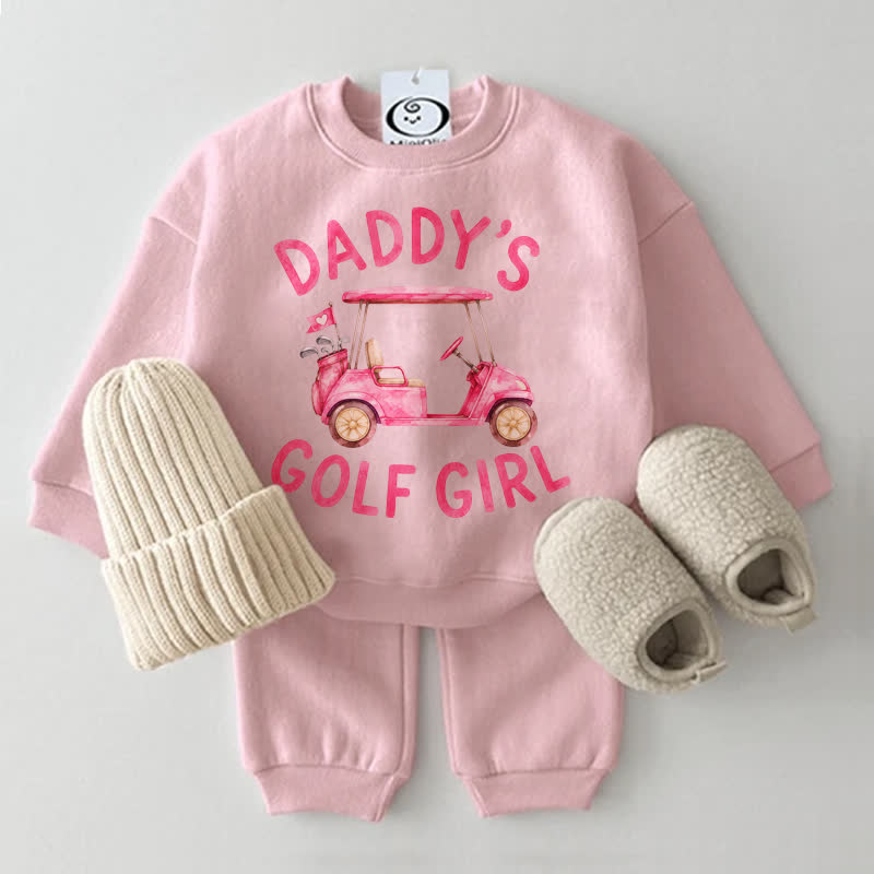 DADDY'S GOLF LADY Baby Pink Sweatshirt 2-piece Set - Pink - 2-3T - image 1
