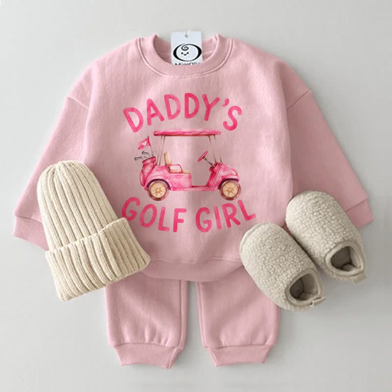 DADDY'S GOLF LADY Baby Pink Sweatshirt 2-piece Set - Pink - 2-3T - image 1