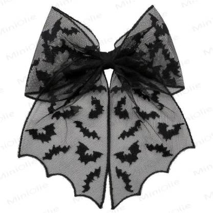 1PC Baby Halloween Mesh Hair Clip - Black Bat - image 7