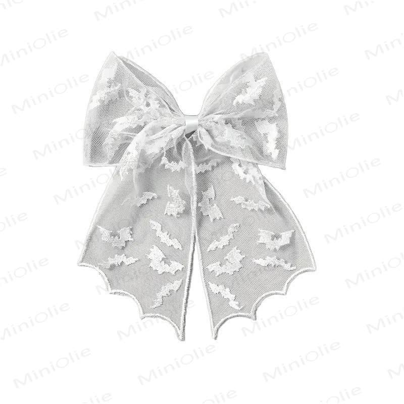 1PC Baby Halloween Mesh Hair Clip - White Bat - image 6
